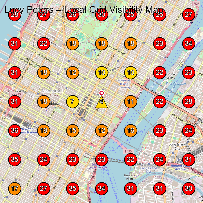 Lucy Peters GeoGrid visibility map for Hair Removal Service in Queens